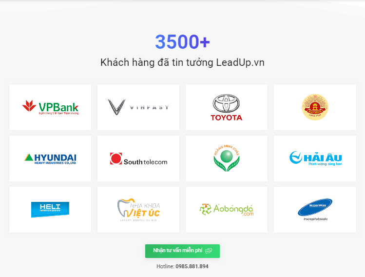 LeadUp đã có hơn 5 năm kinh nghiệm chạy quảng cáo Google và tư vấn quảng cáo cho hơn 3500 doanh nghiệp tại Việt Nam lẫn quốc tế..