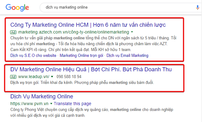 Quảng cáo tìm kiếm là dịch vụ được nhiều doanh nghiệp tìm đến nhất.