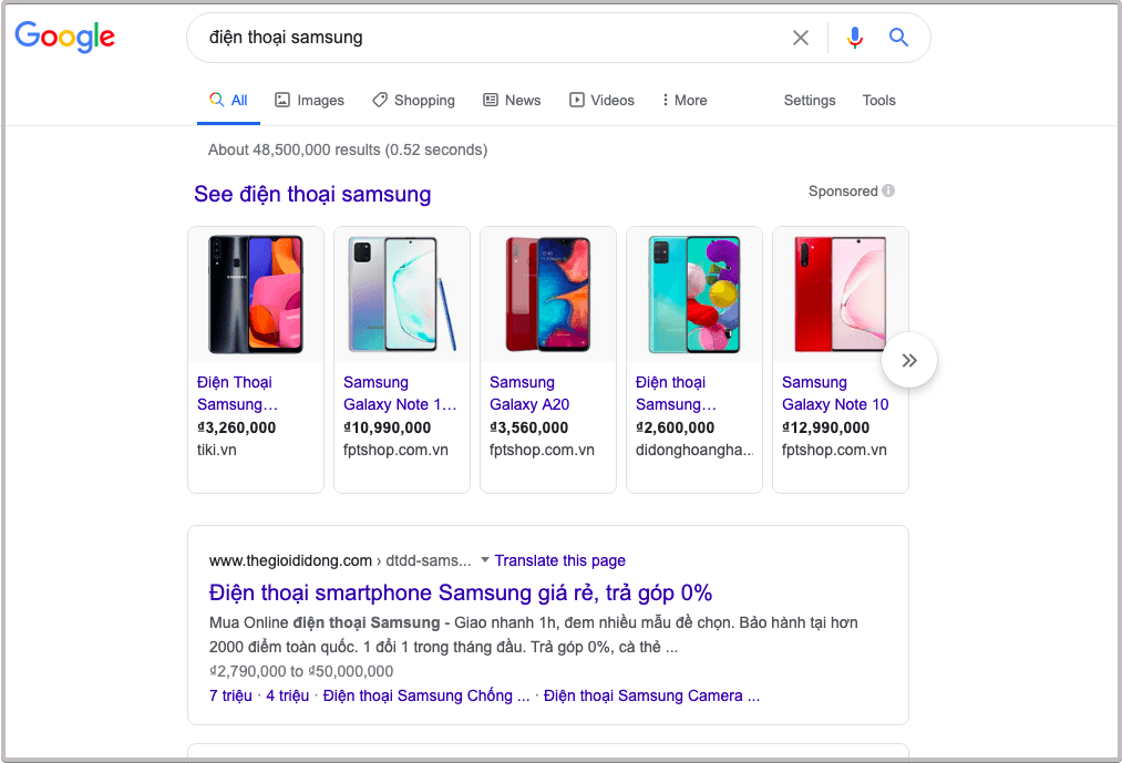 Quảng cáo Google shopping