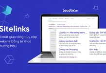 Sitelinks hiển thị với website LeadUp