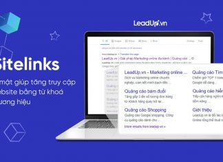 Sitelinks hiển thị với website LeadUp