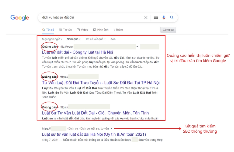 Quảng cáo Google Ads giúp trang Web của bạn xuất hiện tại vị trí đầu trang, dễ dàng tiếp cận khách hàng tiềm năng