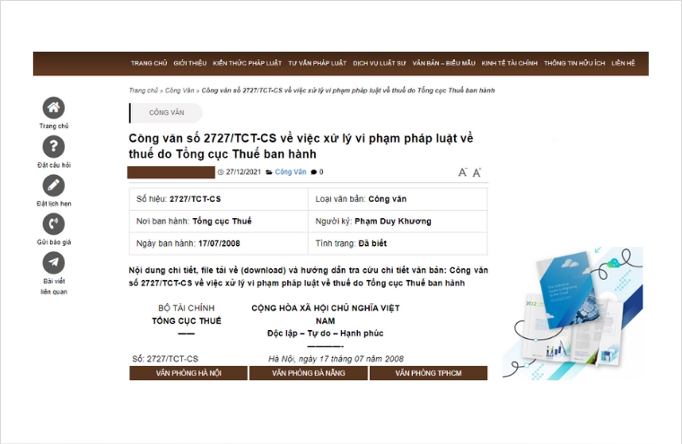 Trang Web chứa những kiến thức chuyên môn và văn bản pháp luật sẽ gia tăng uy tín trong mắt khách hàng