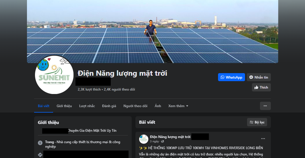 doanh nghiệp điện năng lượng mặt trời sử dụng facebook để quảng cáo